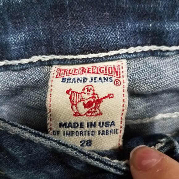 True Religion Johnny Jeans Womens Size 28 Low Rise Straight Leg Blue 10-502TS - Picture 6 of 10